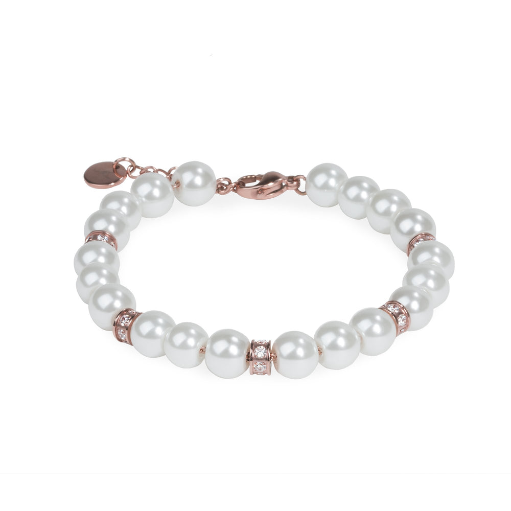 pearl bracelet with stones rosegold