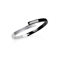 black silver bangle bracelet with stones stainless steel