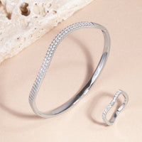 rose gold stainless steel wave bracelet stones T119B001DORO MIA Jewelry