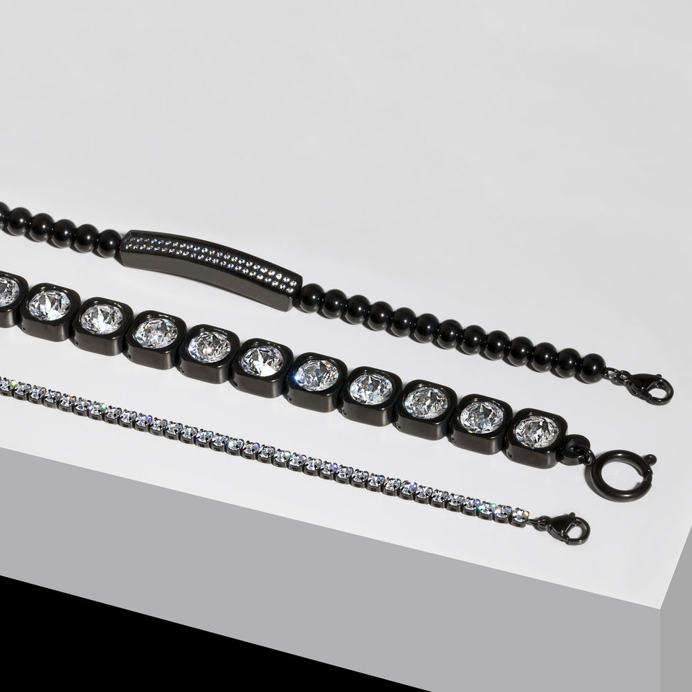 stainless steel black beads bracelet for women
