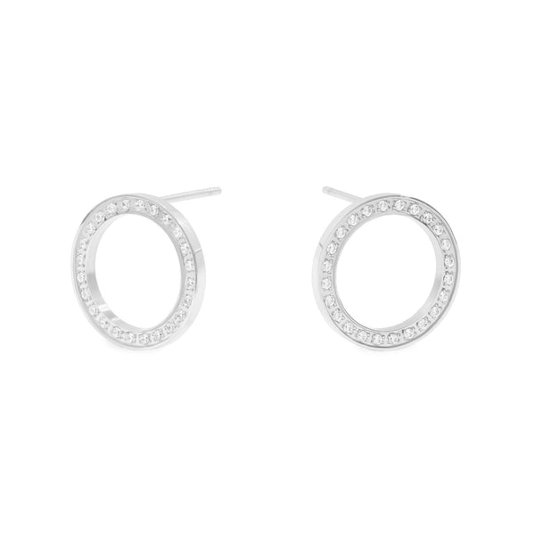 stainless steel circle earrings with stones hypoallergenic T119E008AR MIAJWL