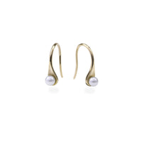 gold stainless steel pendant earrings with pearl