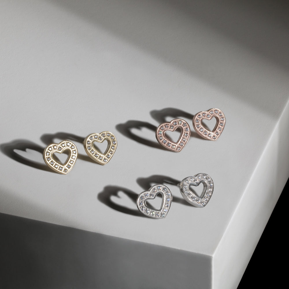 hypoallergenic gold heart earrings with stones 
