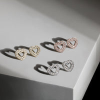 hypoallergenic gold heart earrings with stones 