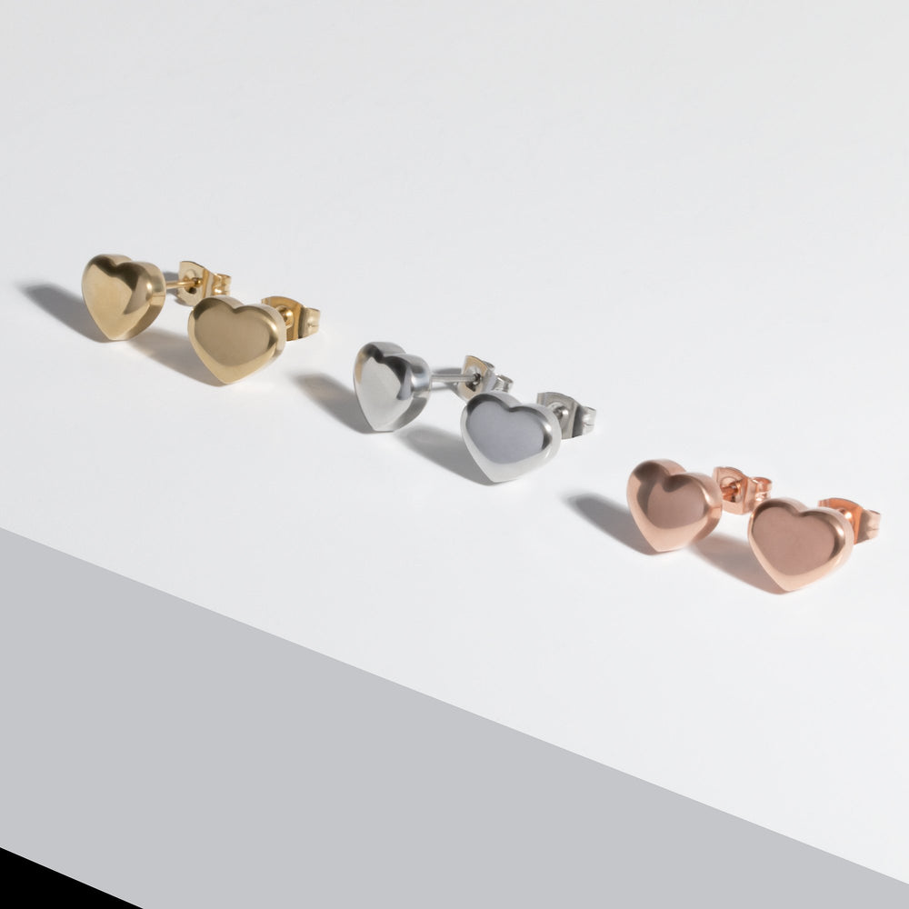 gold heart stud earrings for women