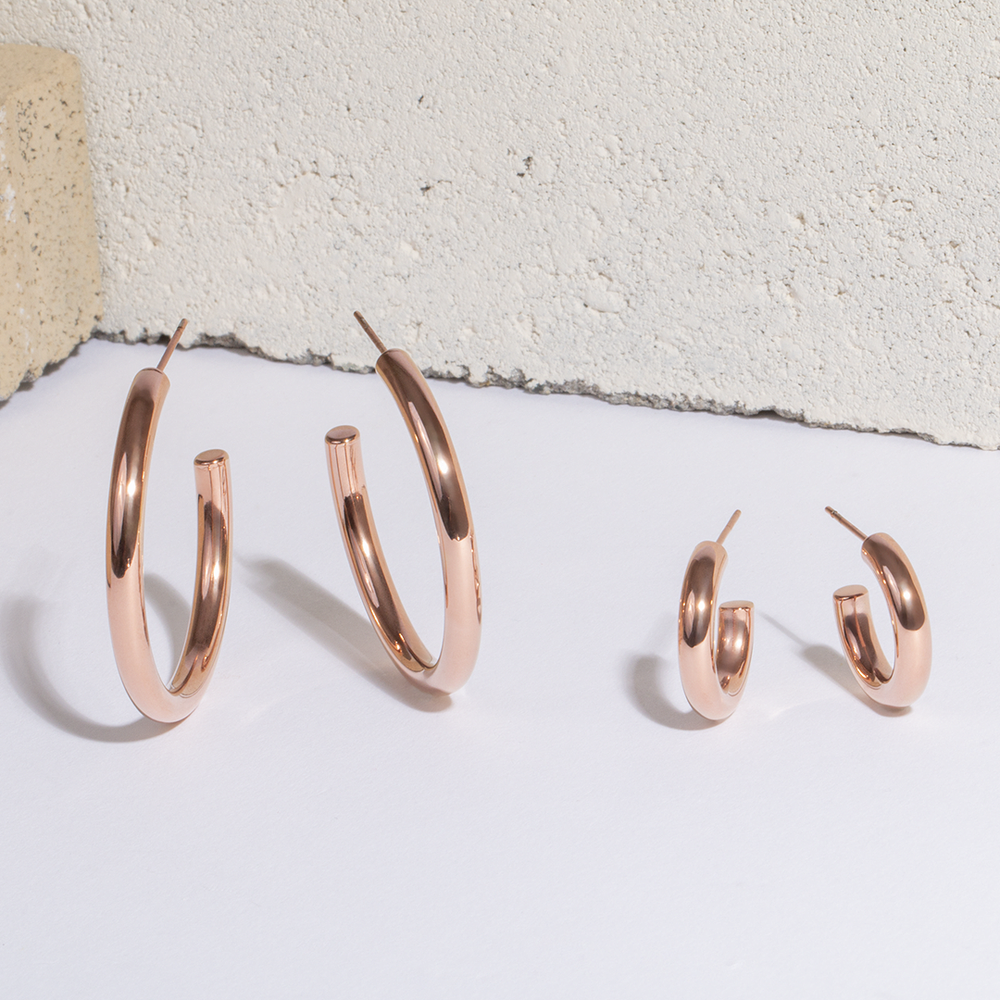 40mm stainless steel plain hoop earrings boucles oreilles anneaux acier inoxydable MIA T319E002