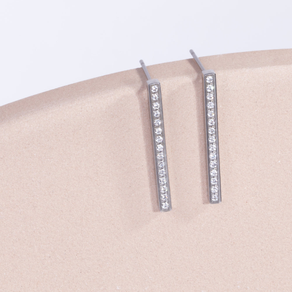  stainless steel long bar earrings stones T119E010AR MIAJWL