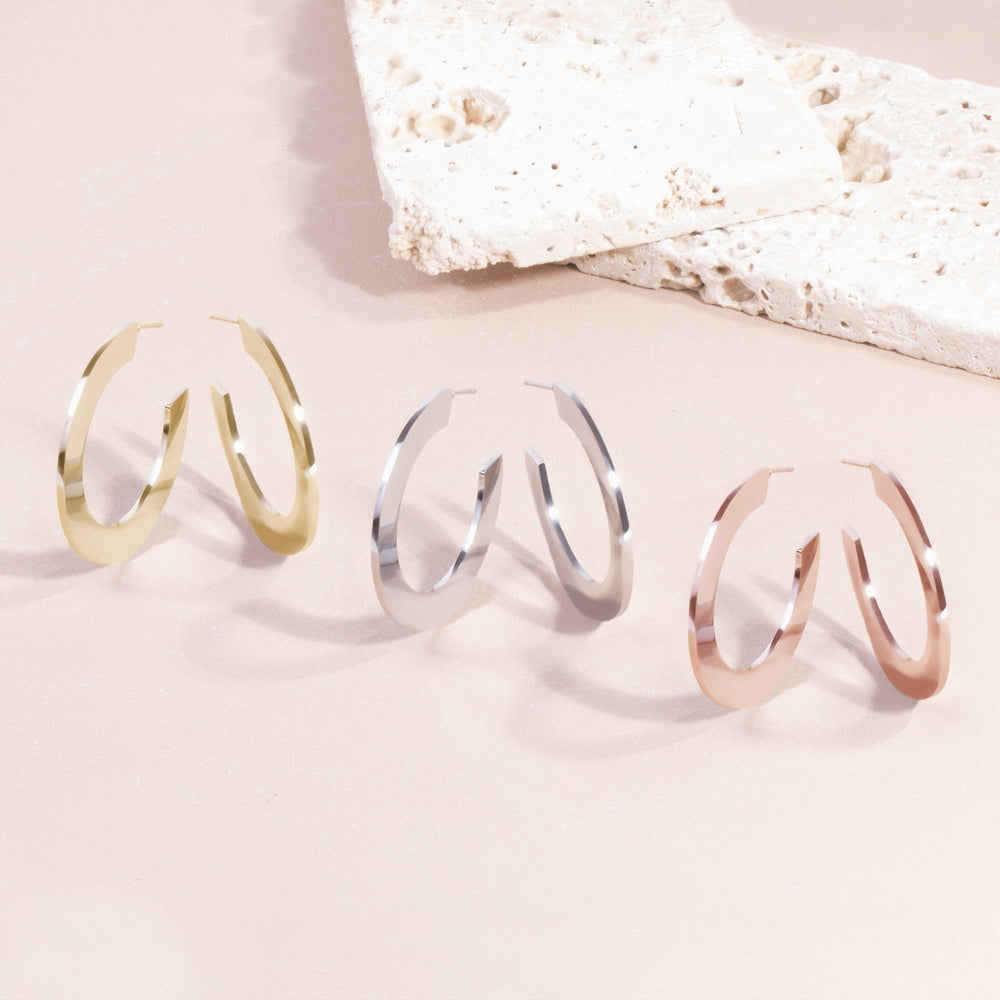 Rose gold minimal bold hoop earrings hypoallergenic T119E006DORO MIA JEWELRY