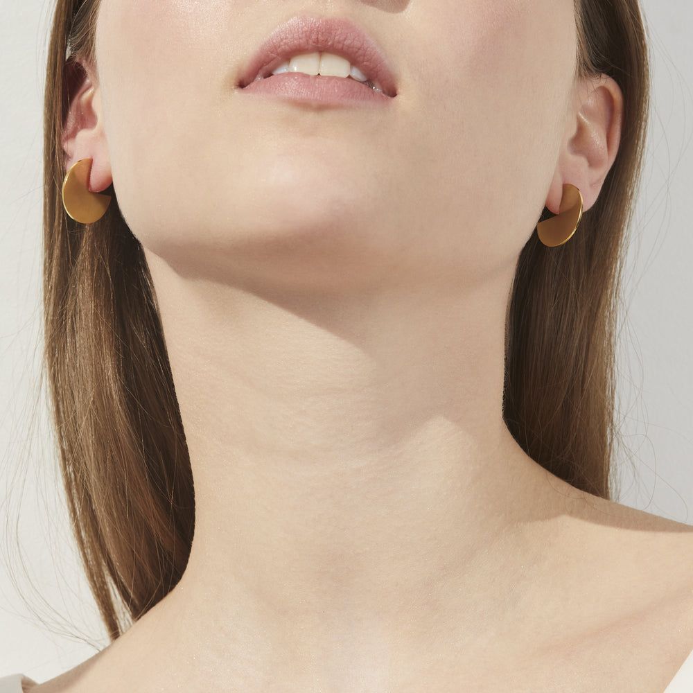 rose gold modern disk earrings hypoallergenic T119E007DORO MIAJWL