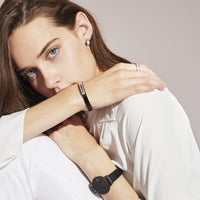 minimal black leather watch for women