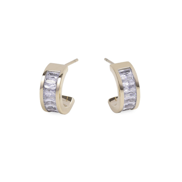 gold stainless steel hoop earrings with stones