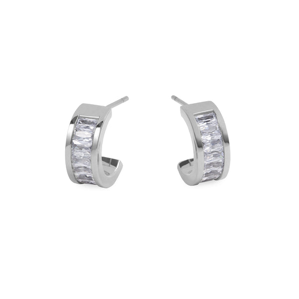 stainless steel hoop earrings with stones