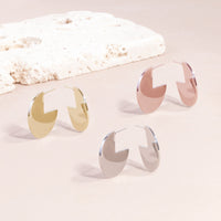 gold modern disk earrings hypoallergenic T119E007DO MIAJWL