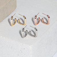 stainless steel square hoop earrings boucles oreilles anneaux carrées acier inoxydable MIA T319E003