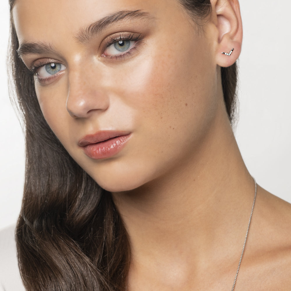 v shape stud earrings stainless steel petites boucles d'oreilles acier inoxydable femme MIA T419E007