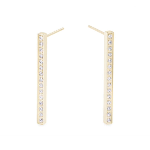 gold stainless steel long bar earrings stones T119E010DO MIAJWL