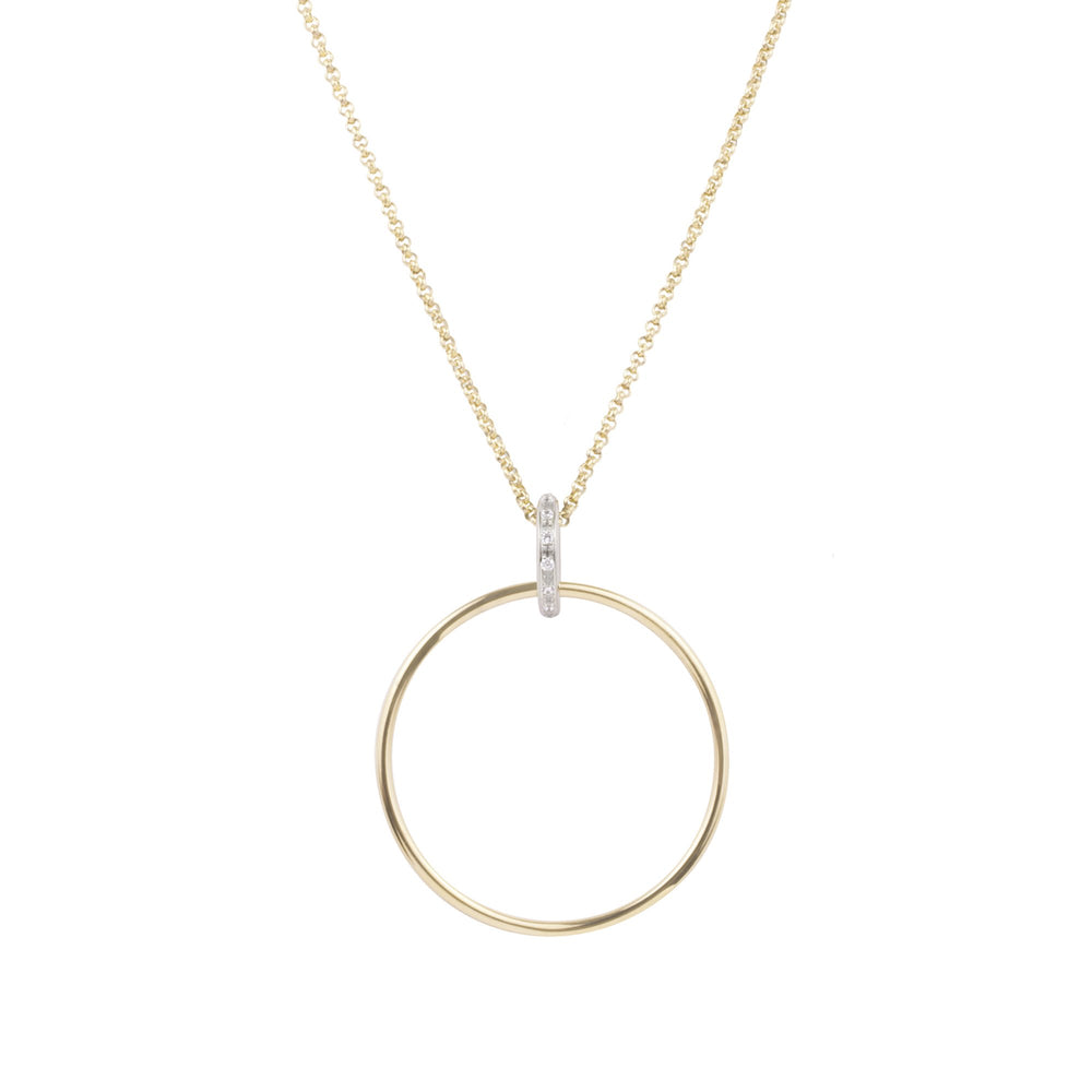 gold circle long necklace stainless steel hypoallergenic T119N001ARDO MIA Jewelry
