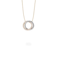 stainless steel gold double circle pendant necklace with stones T119P001DO MIA Jewelry