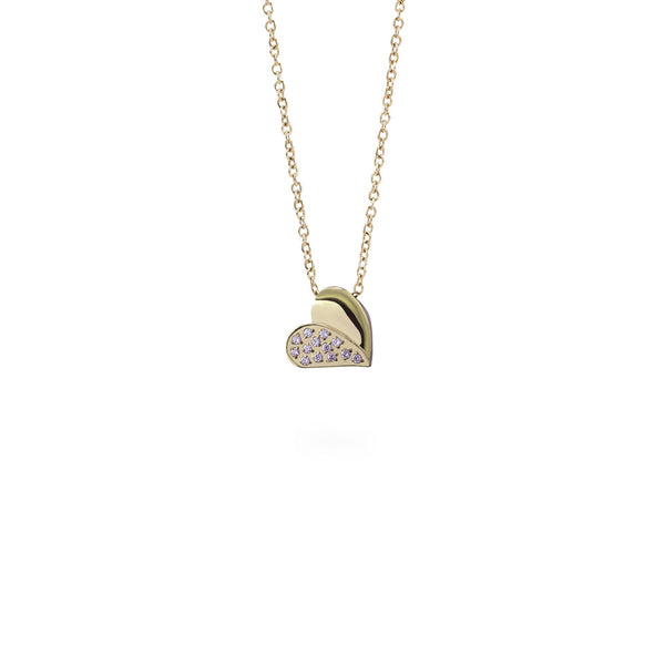 gold heart pendant necklace stainless steel