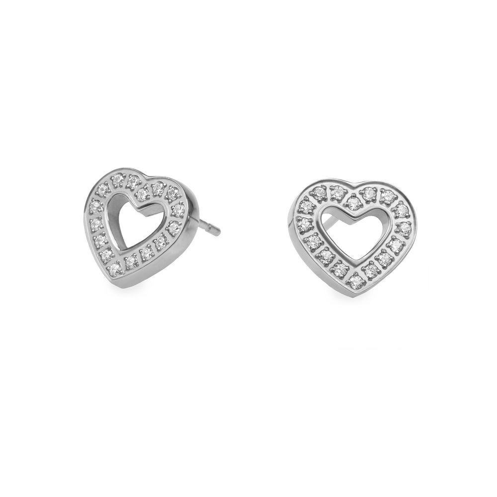 hypoallergenic heart with stones earrings