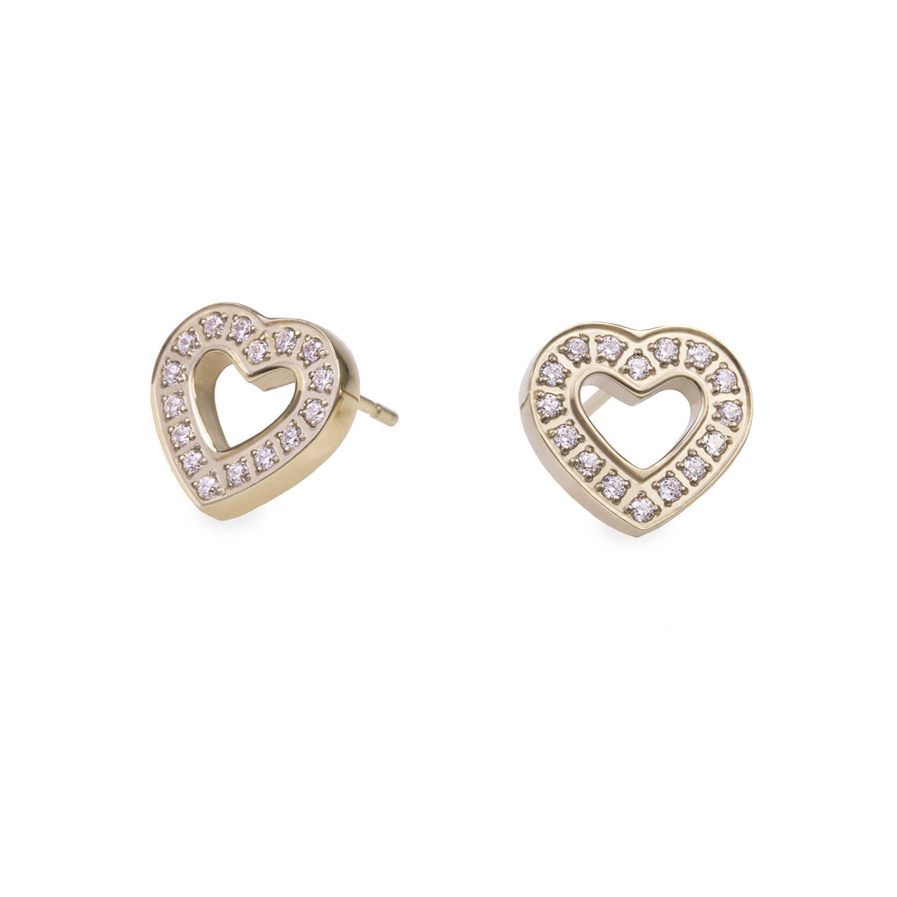 hypoallergenic gold heart earrings with stones 