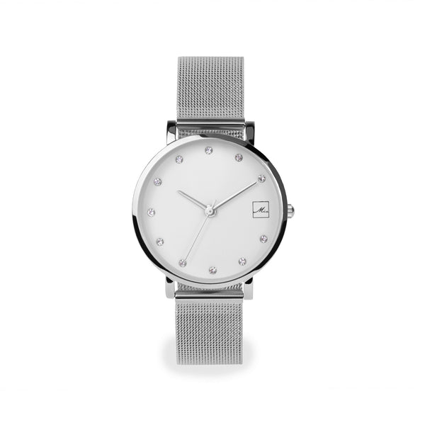 minimal small watch 30mm with stones stainless steel W119M02AR MIA Jewelry