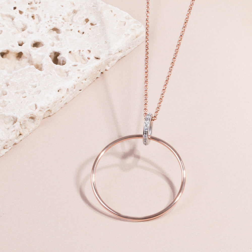gold circle long necklace stainless steel hypoallergenic T119N001ARDO MIA Jewelry