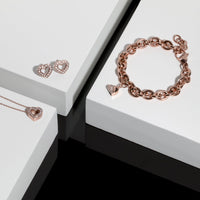 rose gold heart earrings with stones 