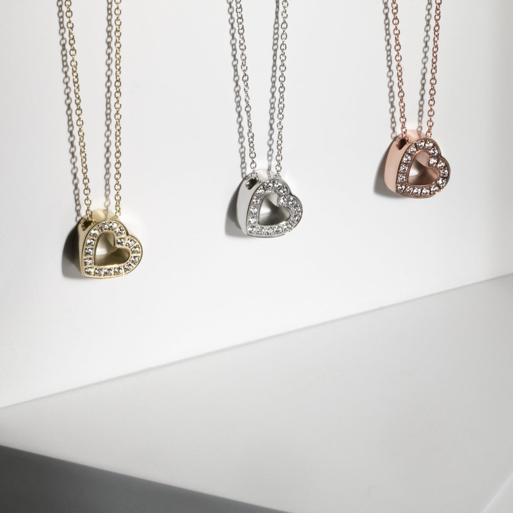 gold heart pendant necklace stainless steel