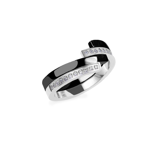 black silver modern ring stones stainless steel