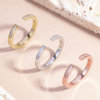 gold open ring stones stainless steel T119R003DO MIA Jewelry