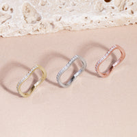 stainless steel thin ring wave stones T119R002AR MIA JEWELLERY