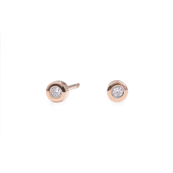 rose gold stainless steel 3mm stud earrings hypoallergenic MIAJWL T119E004DORO