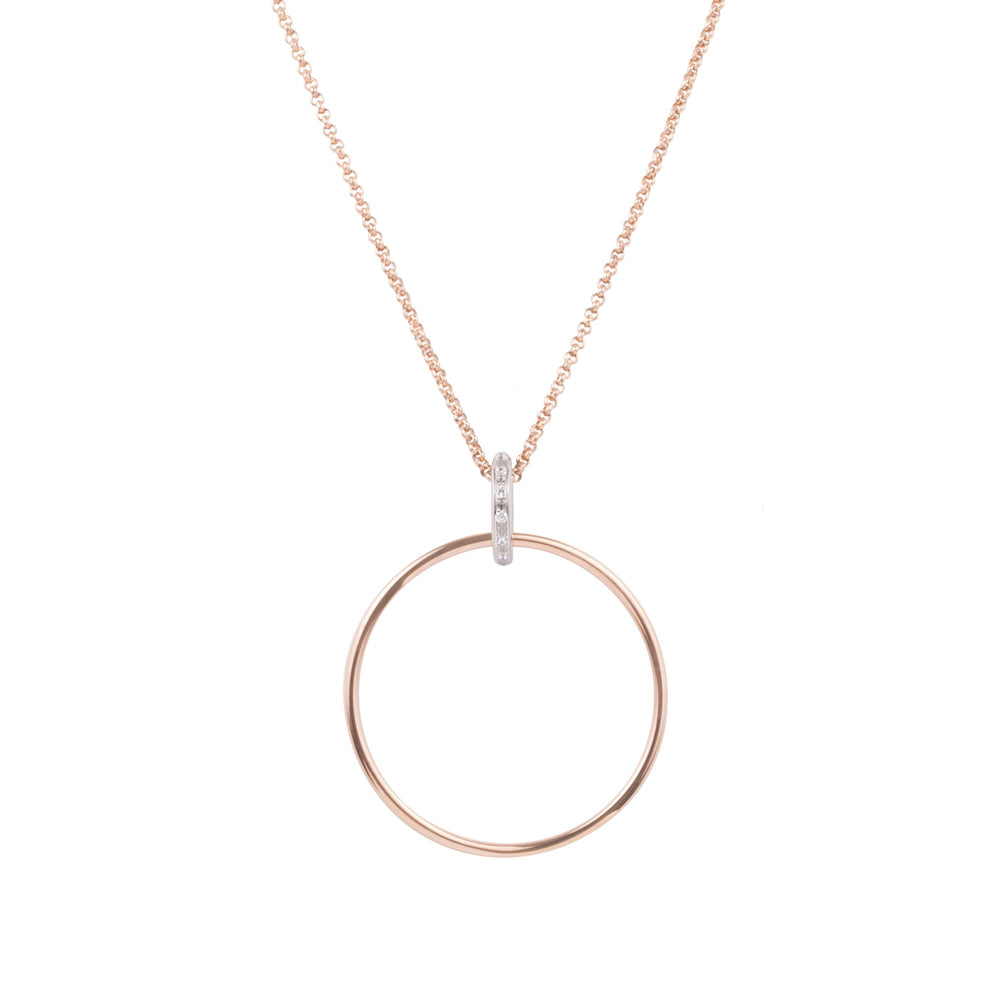 rose gold circle long necklace stainless steel hypoallergenic T119N001ARRO MIA Jewelry