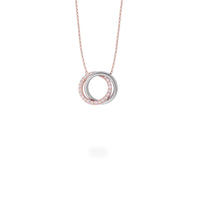 stainless steel rose gold double circle pendant necklace with stones T119P001DORO MIA Jewelry