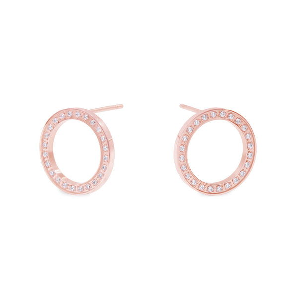 rose gold stainless steel circle earrings stones hypoallergenic T119E008DORO MIAJWL