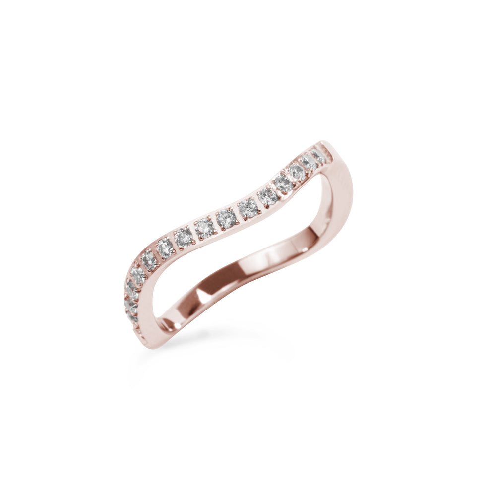rose gold stainless steel thin ring wave stones T119R002DORO MIA JEWELLERY