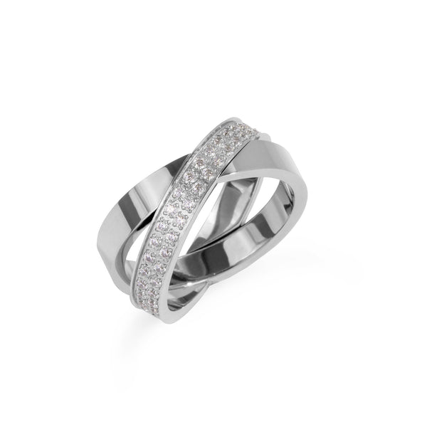 chic crossed stainless steel ring women bague croisée chic acier inox femme MIA T319R002