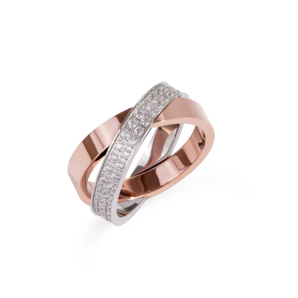 crossed stainless steel ring stones women bague croisée pierres acier inox femme MIA T319R002