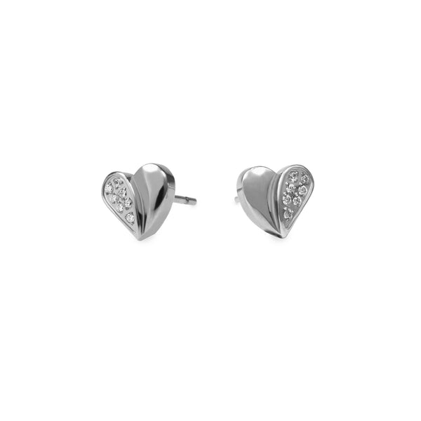 small hypoallergenic heart earrings with stones