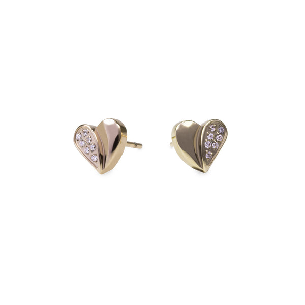 small hypoallergenic heart earrings with stones