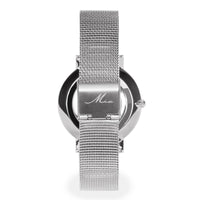 hypoallergenic silver and black dial watch for women