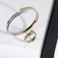 gold silver bangle bracelet stones stainless steel