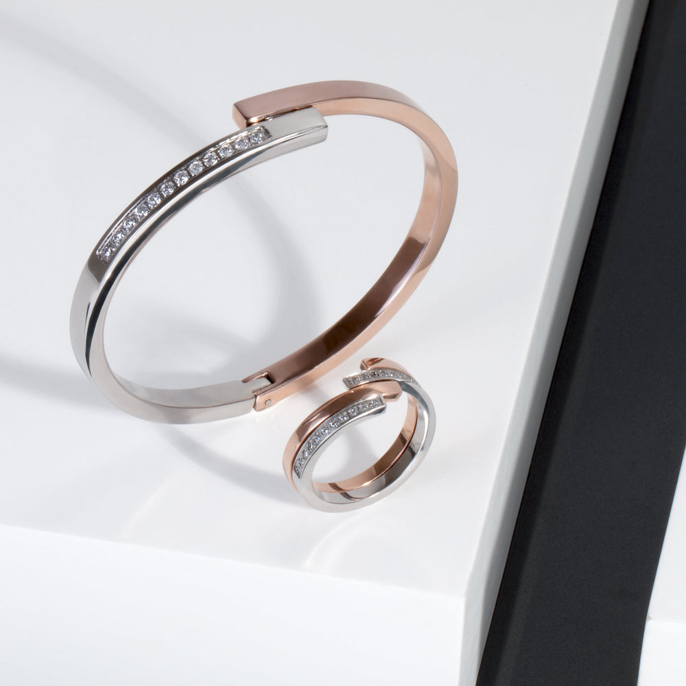 rose gold bracelet stones stainless steel