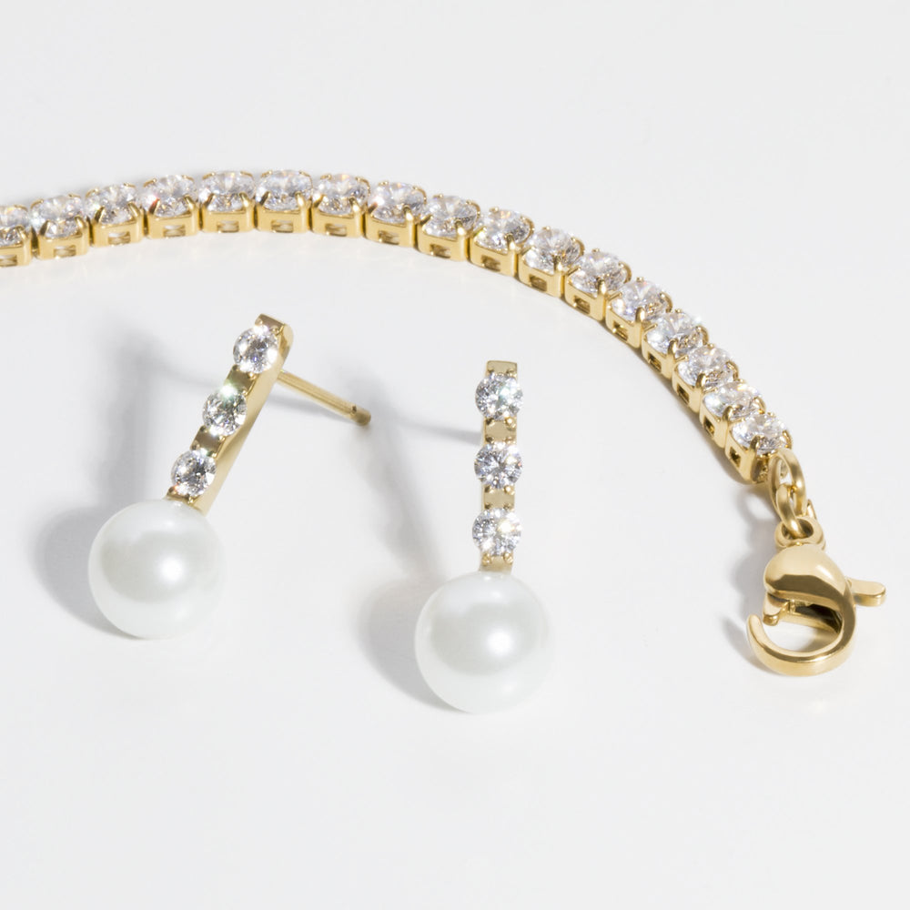 pearl and stones earrings for women