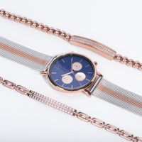 blue dial minimal chrono watch women