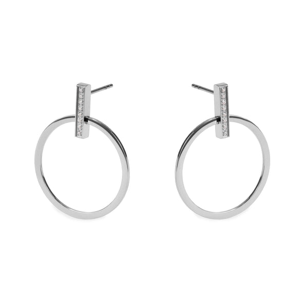 silver minimal circle earrings for women