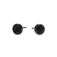 black marble round stud earrings 