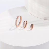 small half eternity huggie earrings stainless steel hypoallergenic mia jewelry petites boucles d'oreilles dormeuse pierres acier inoxydable T120E009DORO