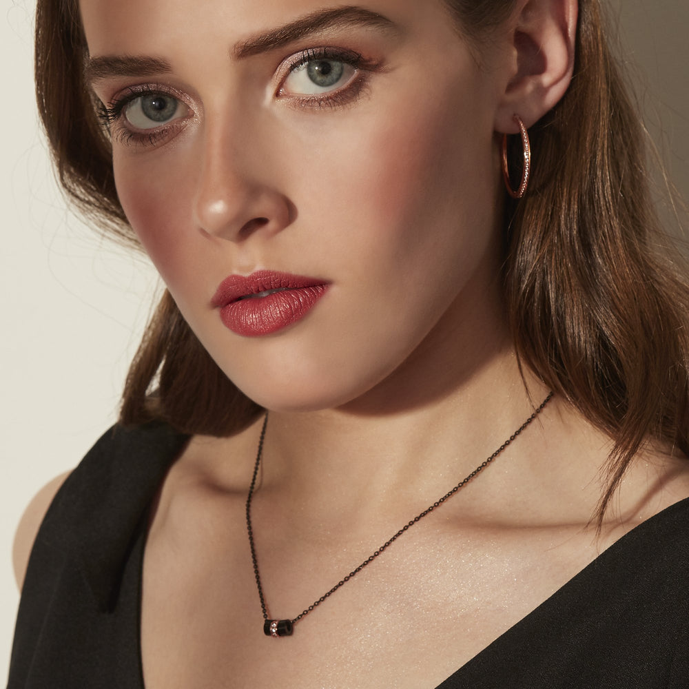 black rose gold pendant necklace with stones T316P016NORO MIAJWL